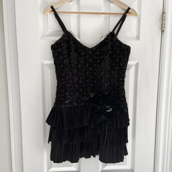 BEBE | Black mini dress with ruffles - Picture 2 of 8
